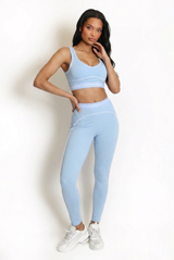 Striped Band Gym Top And Legging Set 