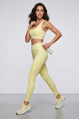 Striped Band Gym Top And Legging Set 