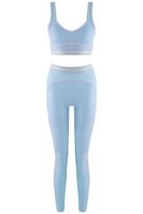 Striped Band Gym Top And Legging Set 