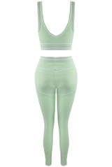 Contrast Piping Sports Bra And Legging Set 