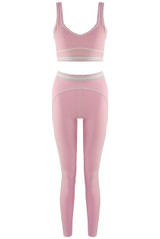 Contrast Piping Sports Bra And Legging Set 