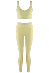 Contrast Piping Sports Bra And Legging Set 