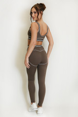 Contrast Piping Sports Bra And Legging Set 