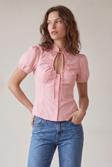 Short Sleeve Key Hole Blouse