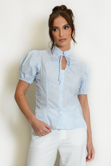 Short Sleeve Key Hole Blouse