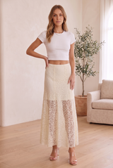 Lace Flared Maxi Skirt