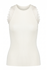 Fine Knit Vest With Lace Edging 