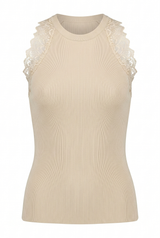 Fine Knit Vest With Lace Edging 