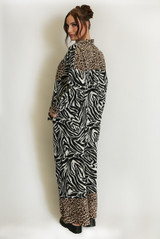 Contrast Animal Print Blouse and Trouser Set