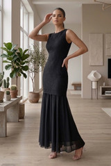 Crochet Chiffon Hem Maxi Dress