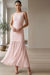 Crochet Chiffon Hem Maxi Dress