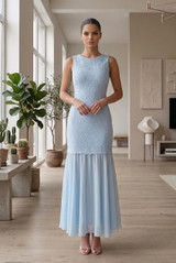 Crochet Chiffon Hem Maxi Dress