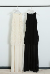 Crochet Chiffon Hem Maxi Dress