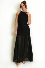 Crochet Chiffon Hem Maxi Dress