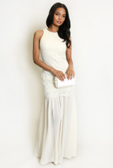 Crochet Chiffon Hem Maxi Dress