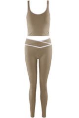 Piping Detail Vest And Legging Gym Set