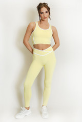 Piping Detail Vest And Legging Gym Set