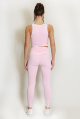 Piping Detail Vest And Legging Gym Set