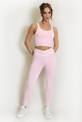 Piping Detail Vest And Legging Gym Set