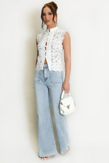 Lace Sleeveless Mandarin Blouse