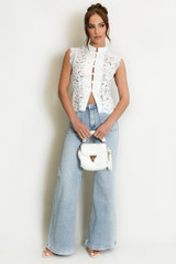 Lace Sleeveless Mandarin Blouse