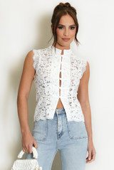 Lace Sleeveless Mandarin Blouse