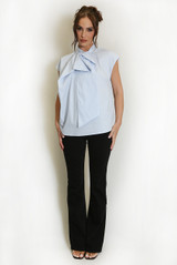 Pinstripe Tie Neck Blouse