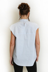 Pinstripe Tie Neck Blouse