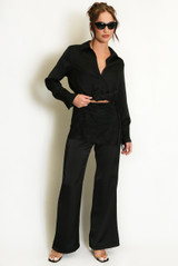 Satin Wide Leg Trouser with Sarong Overlay