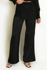 Satin Wide Leg Trouser with Sarong Overlay
