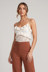 Floral Lace Ruffle Trim Bodysuit