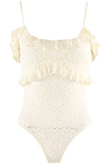 Floral Lace Ruffle Trim Bodysuit
