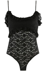 Floral Lace Ruffle Trim Bodysuit