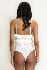 Floral Lace Ruffle Trim Bodysuit