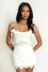 Floral Lace Ruffle Trim Bodysuit