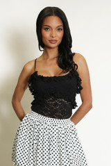 Floral Lace Ruffle Trim Bodysuit