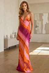 Abstract Cut Out Back Maxi Dress