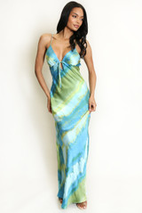 Abstract Cut Out Back Maxi Dress