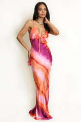 Abstract Cut Out Back Maxi Dress