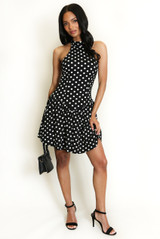 Polka Dot Halter Neck Mini Dress