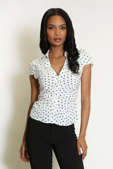 Polka Dot Ruched Blouse