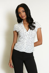 Polka Dot Ruched Blouse