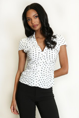 Polka Dot Ruched Blouse