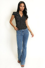 Polka Dot Ruched Blouse
