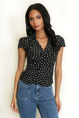 Polka Dot Ruched Blouse