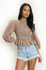 Shirred Peplum Blouse