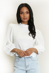 Shirred Peplum Blouse