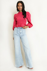 Shirred Peplum Blouse