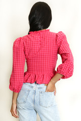 Shirred Peplum Blouse
