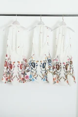 Plunge Neck Embroidered Mini Dress